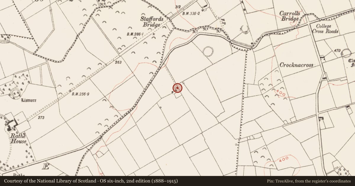 Ordnance Survey six-inch map, 2nd edition (1888–1915) covering the location of Mound, Garmanagh, County Meath, with a pin at the register's coordinates