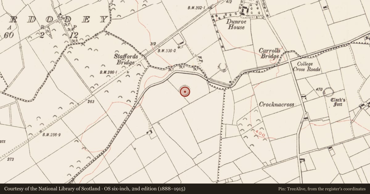 Ordnance Survey six-inch map, 2nd edition (1888–1915) covering the location of Ringfort - rath, Garmanagh, County Meath, with a pin at the register's coordinates