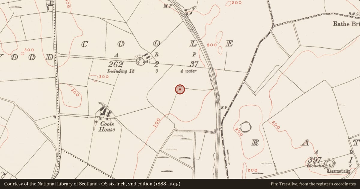 Ordnance Survey six-inch map, 2nd edition (1888–1915) covering the location of Ringfort - rath, Coole, County Meath, with a pin at the register's coordinates