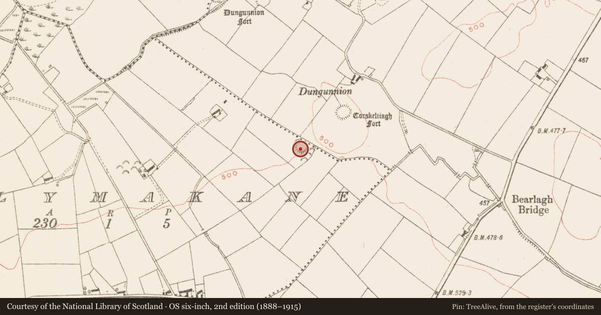 Ordnance Survey six-inch map, 2nd edition (1888–1915) covering the location of Ringfort - rath, Ballymakane, County Meath, with a pin at the register's coordinates