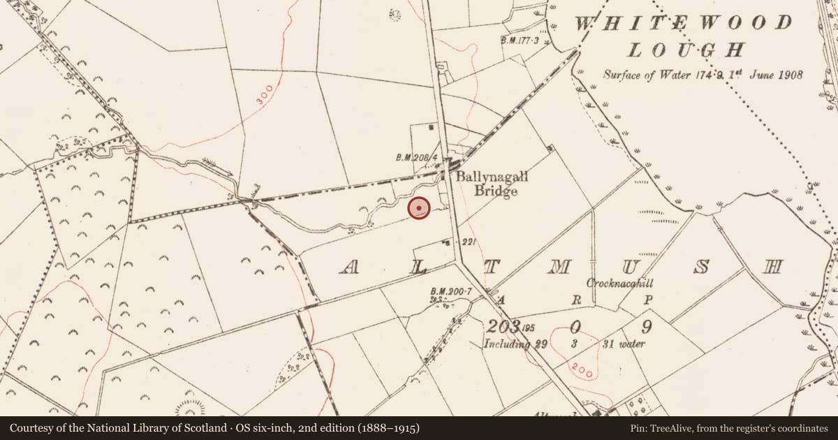 Ordnance Survey six-inch map, 2nd edition (1888–1915) covering the location of Kiln, Altmush, County Meath, with a pin at the register's coordinates