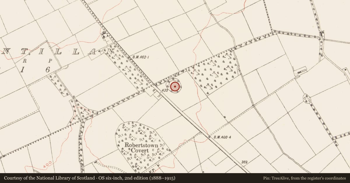 Ordnance Survey six-inch map, 2nd edition (1888–1915) covering the location of Ringfort - rath, Robertstown, County Meath, with a pin at the register's coordinates
