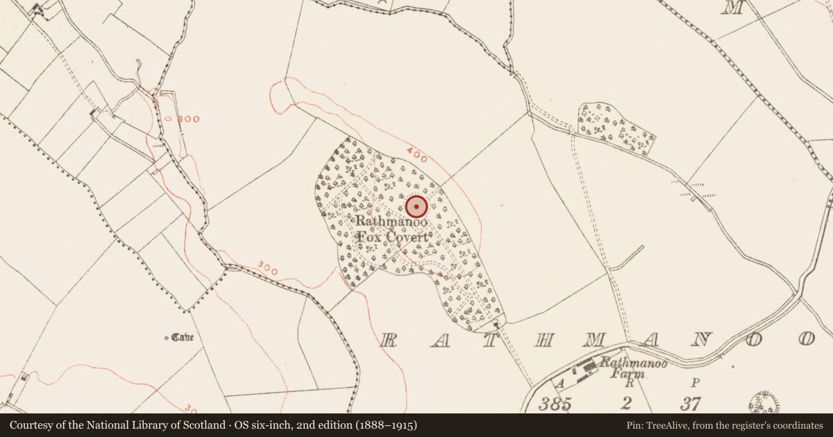 Ordnance Survey six-inch map, 2nd edition (1888–1915) covering the location of Ringfort - rath, Rathmanoo, County Meath, with a pin at the register's coordinates