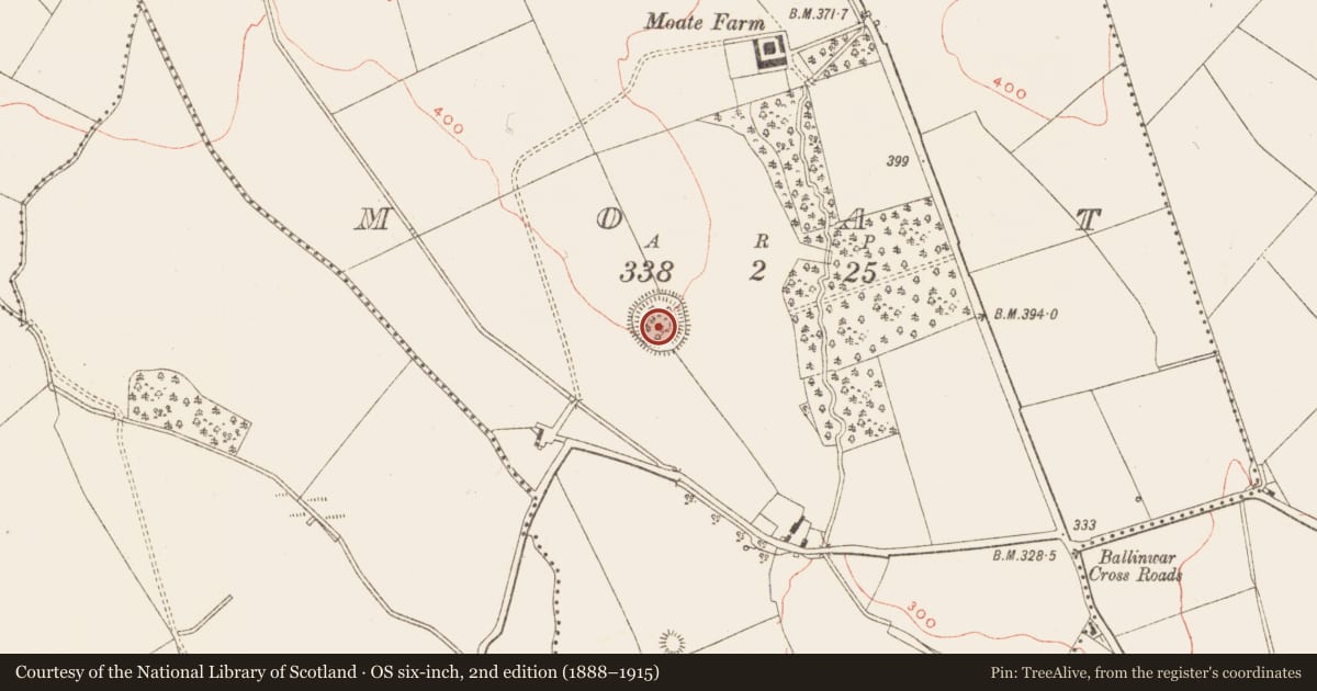 Ordnance Survey six-inch map, 2nd edition (1888–1915) covering the location of Ringfort - rath, Moat, County Meath, with a pin at the register's coordinates