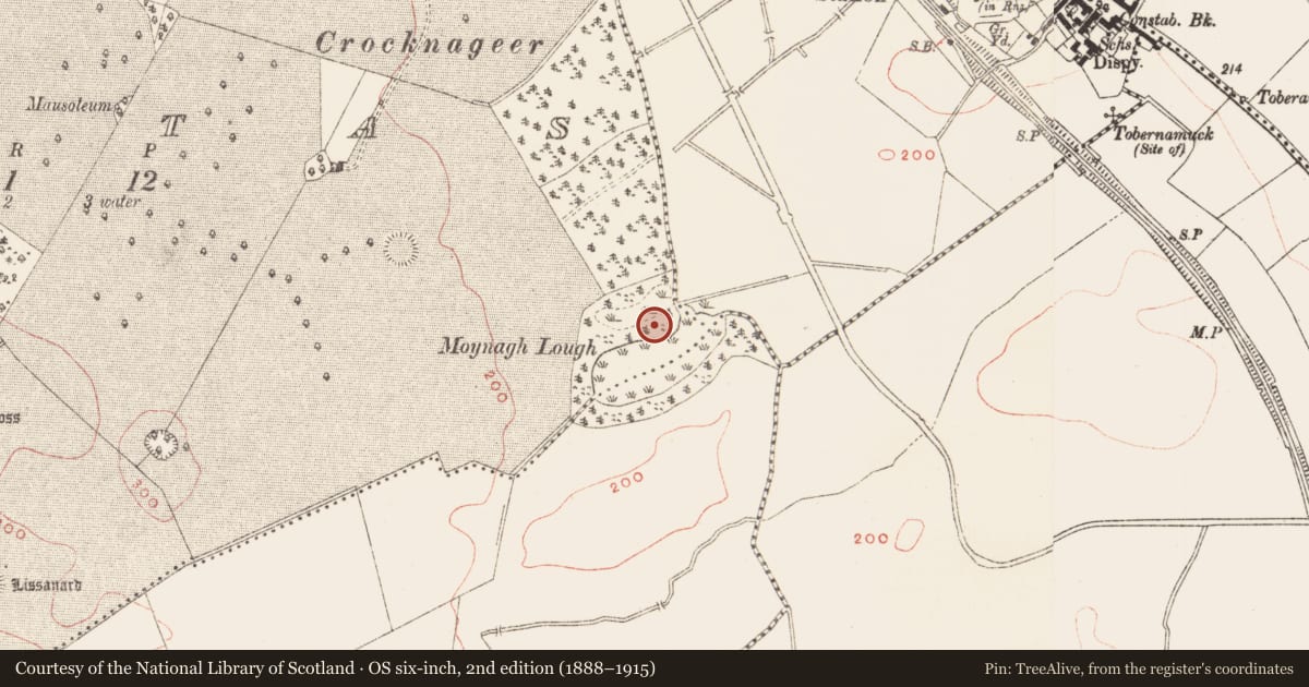 Ordnance Survey six-inch map, 2nd edition (1888–1915) covering the location of Hut site, Brittas, County Meath, with a pin at the register's coordinates