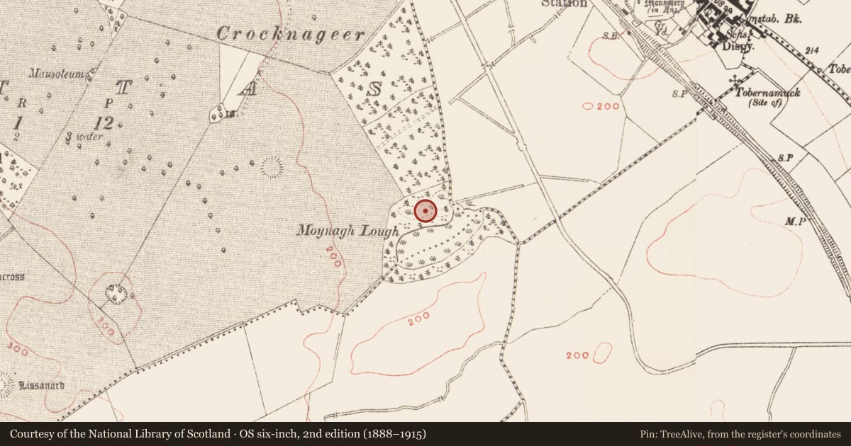 Ordnance Survey six-inch map, 2nd edition (1888–1915) covering the location of Hut site, Brittas, County Meath, with a pin at the register's coordinates