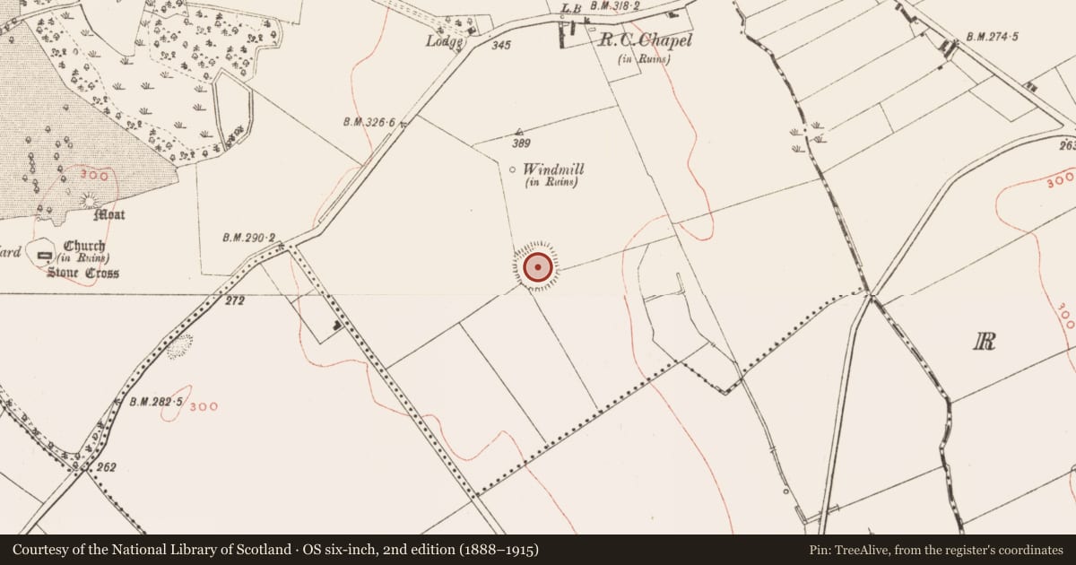 Ordnance Survey six-inch map, 2nd edition (1888–1915) covering the location of Ringfort - rath, Cruicetown, County Meath, with a pin at the register's coordinates