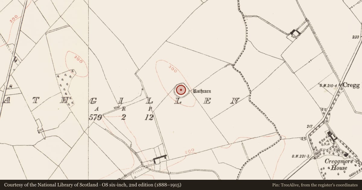 Ordnance Survey six-inch map, 2nd edition (1888–1915) covering the location of Ringfort - rath, Rathgillen, County Meath, with a pin at the register's coordinates