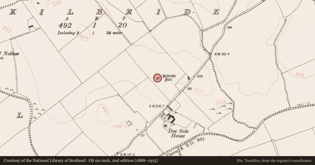 Ordnance Survey six-inch map, 2nd edition (1888–1915) covering the location of Ringfort - rath, Kilbride, County Meath, with a pin at the register's coordinates