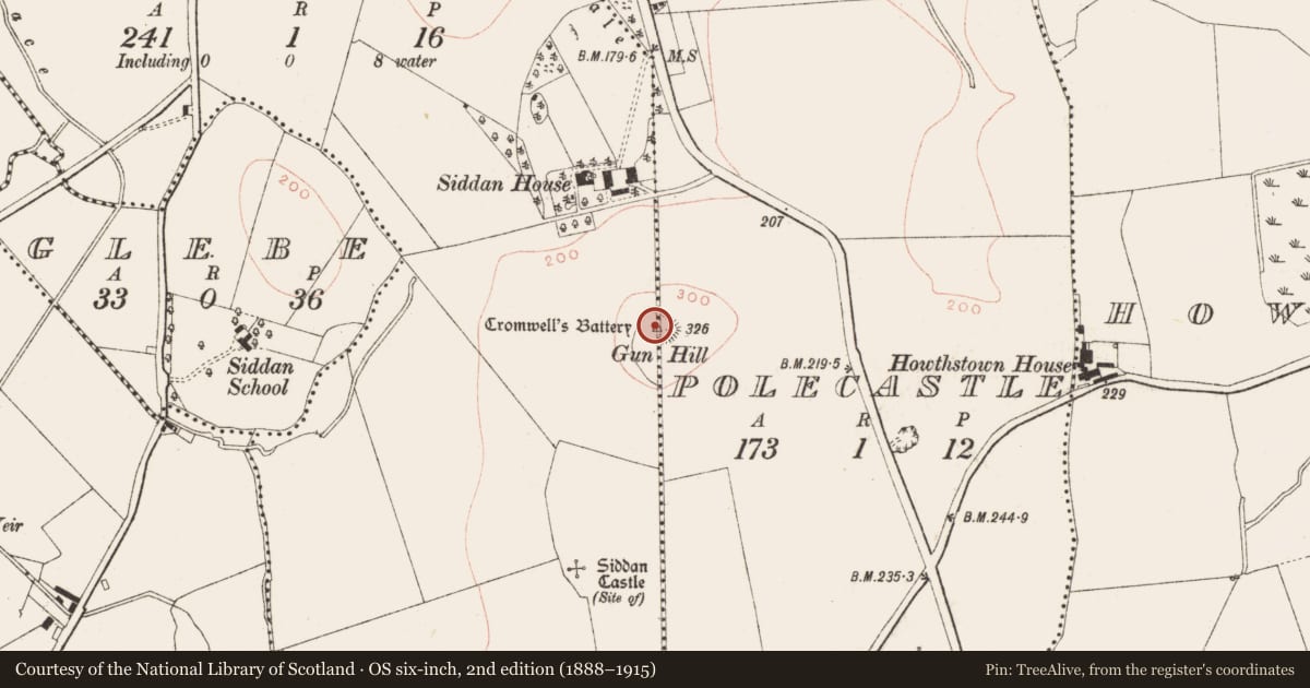 Ordnance Survey six-inch map, 2nd edition (1888–1915) covering the location of Fortification, Polecastle, Siddan, County Meath, with a pin at the register's coordinates