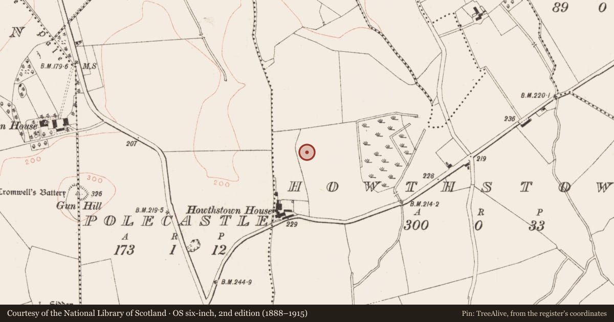 Ordnance Survey six-inch map, 2nd edition (1888–1915) covering the location of Ringfort - rath, Howthstown, County Meath, with a pin at the register's coordinates