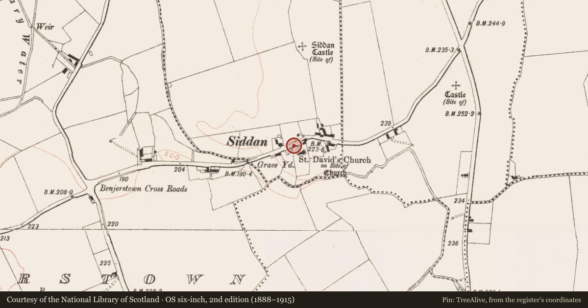 Ordnance Survey six-inch map, 2nd edition (1888–1915) covering the location of Settlement deserted - medieval, Polecastle, Siddan, County Meath, with a pin at the register's coordinates