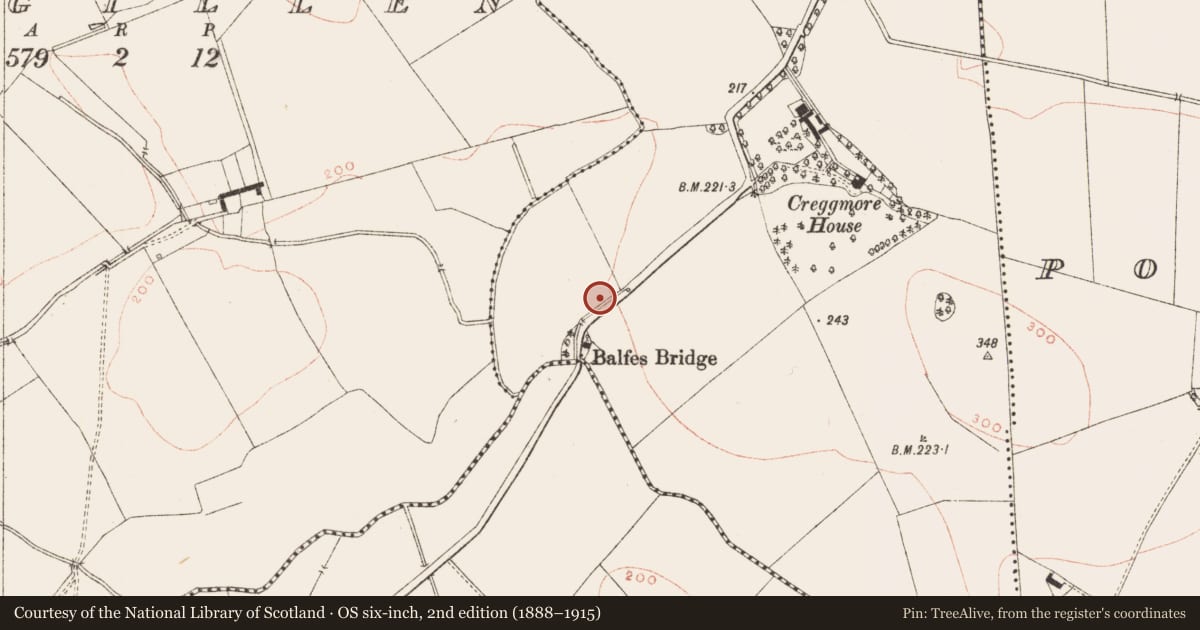 Ordnance Survey six-inch map, 2nd edition (1888–1915) covering the location of Rock art, Cregg, County Meath, with a pin at the register's coordinates
