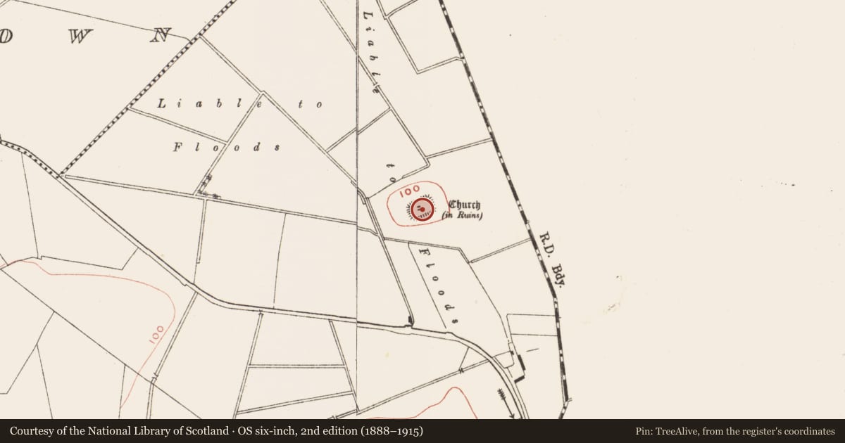Ordnance Survey six-inch map, 2nd edition (1888–1915) covering the location of Graveyard, Mandistown, County Meath, with a pin at the register's coordinates