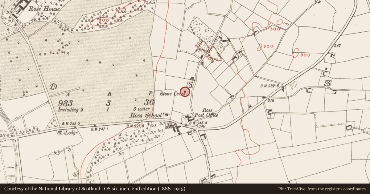 Ordnance Survey six-inch map, 2nd edition (1888–1915) covering the location of Cross - Wayside cross, County Meath, with a pin at the register's coordinates