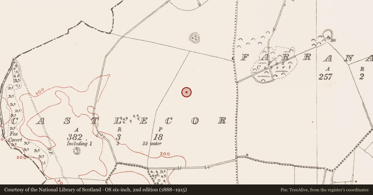 Ordnance Survey six-inch map, 2nd edition (1888–1915) covering the location of Ringfort - rath, Castlecor, County Meath, with a pin at the register's coordinates
