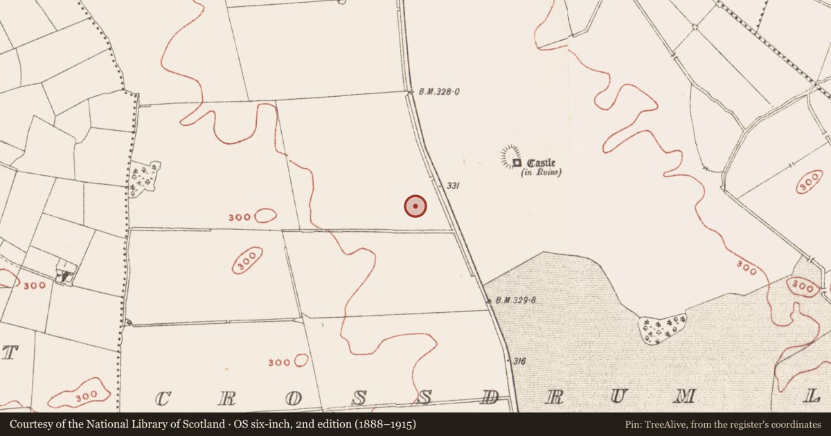 Ordnance Survey six-inch map, 2nd edition (1888–1915) covering the location of Ringfort - rath, Crossdrum Lower, County Meath, with a pin at the register's coordinates