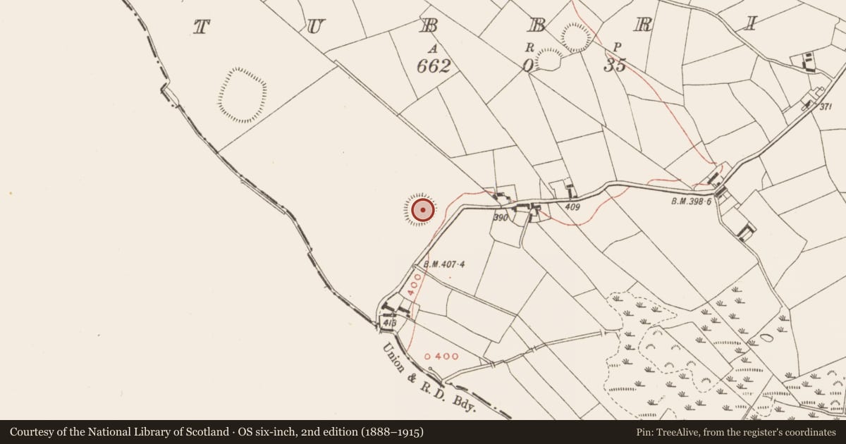 Ordnance Survey six-inch map, 2nd edition (1888–1915) covering the location of Ringfort - rath, Tubbrid, County Meath, with a pin at the register's coordinates