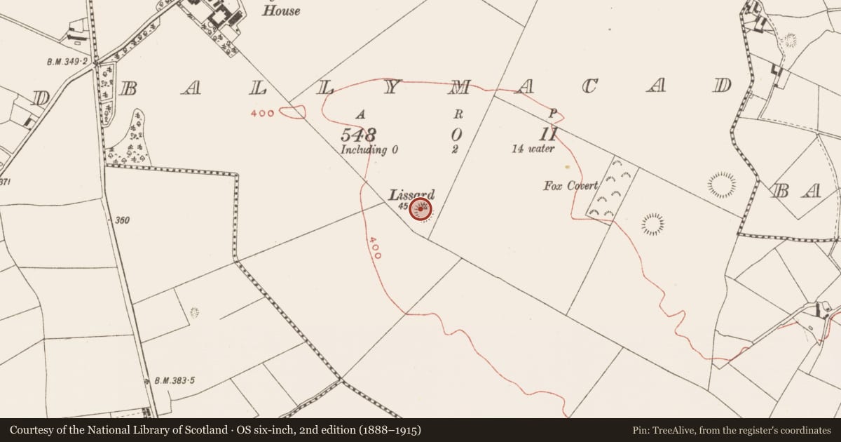 Ordnance Survey six-inch map, 2nd edition (1888–1915) covering the location of Ringfort - rath, Ballymacad, County Meath, with a pin at the register's coordinates