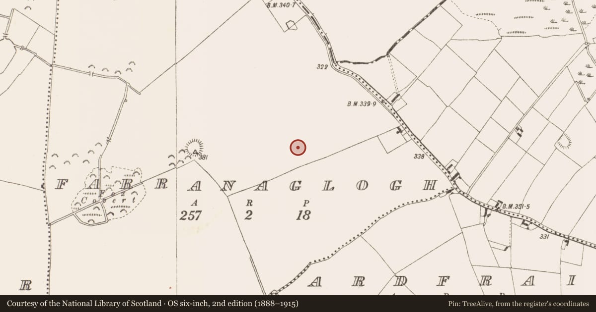 Ordnance Survey six-inch map, 2nd edition (1888–1915) covering the location of Ringfort - rath, Farranaglogh, County Meath, with a pin at the register's coordinates