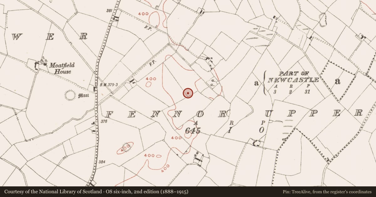 Ordnance Survey six-inch map, 2nd edition (1888–1915) covering the location of Ringfort - rath, Fennor Upper, County Meath, with a pin at the register's coordinates
