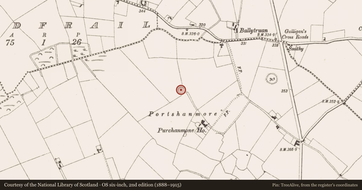 Ordnance Survey six-inch map, 2nd edition (1888–1915) covering the location of Ringfort - rath, Oldcastle, County Meath, with a pin at the register's coordinates