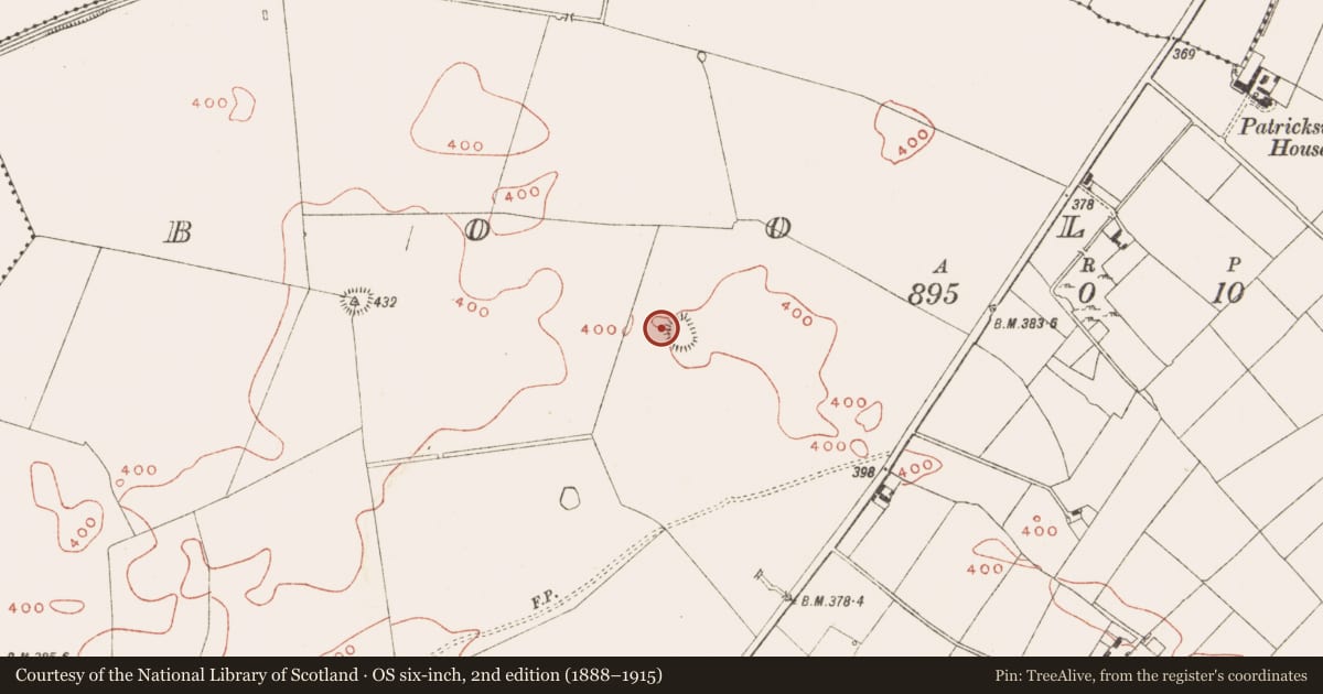 Ordnance Survey six-inch map, 2nd edition (1888–1915) covering the location of Hut site, Boolies, County Meath, with a pin at the register's coordinates