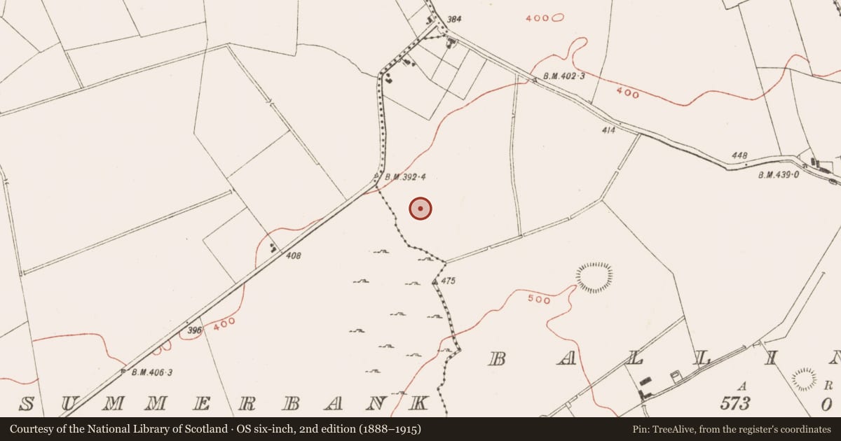 Ordnance Survey six-inch map, 2nd edition (1888–1915) covering the location of Cairn - unclassified, Ballinvally, County Meath, with a pin at the register's coordinates