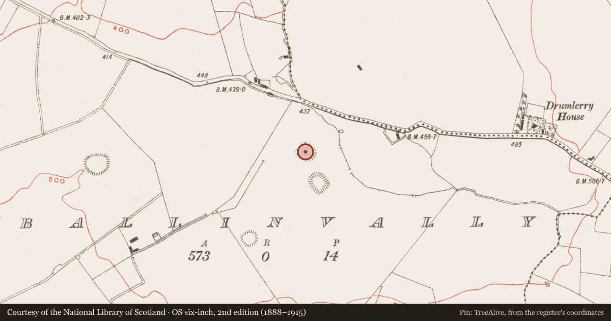 Ordnance Survey six-inch map, 2nd edition (1888–1915) covering the location of Ringfort - rath, Ballinvally, County Meath, with a pin at the register's coordinates