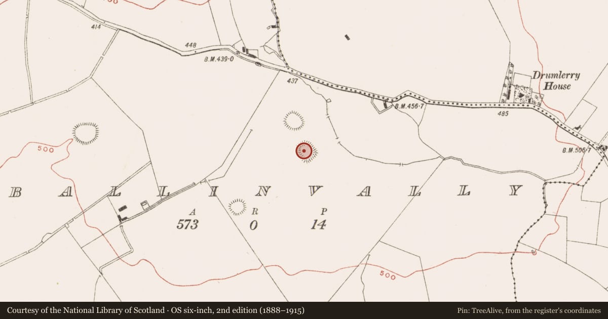 Ordnance Survey six-inch map, 2nd edition (1888–1915) covering the location of Ringfort - cashel, Ballinvally, County Meath, with a pin at the register's coordinates