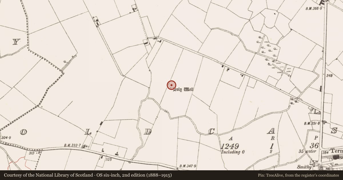 Ordnance Survey six-inch map, 2nd edition (1888–1915) covering the location of Ritual site - holy well, Oldcastle, County Meath, with a pin at the register's coordinates