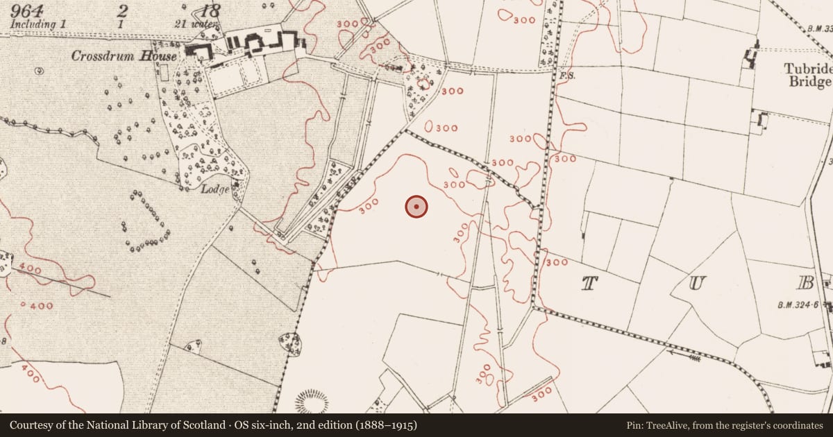 Ordnance Survey six-inch map, 2nd edition (1888–1915) covering the location of Enclosure, Crossdrum Upper, County Meath, with a pin at the register's coordinates
