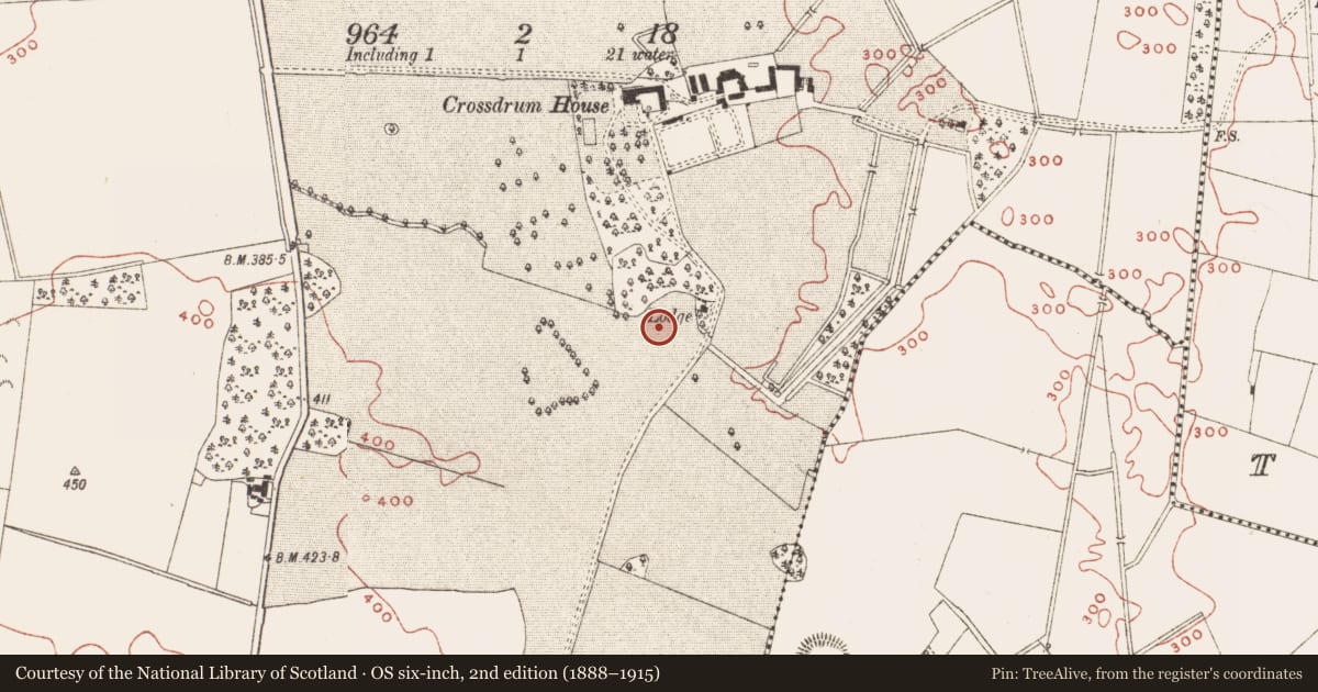 Ordnance Survey six-inch map, 2nd edition (1888–1915) covering the location of Enclosure, Crossdrum Lower, County Meath, with a pin at the register's coordinates