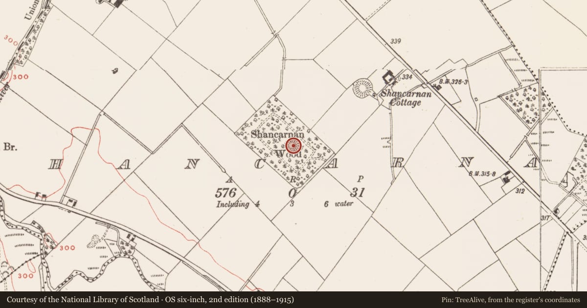 Ordnance Survey six-inch map, 2nd edition (1888–1915) covering the location of Barrow - pond barrow, Shancarnan, County Meath, with a pin at the register's coordinates
