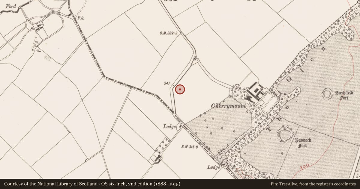Ordnance Survey six-inch map, 2nd edition (1888–1915) covering the location of Earthwork, Rathinree Lower, County Meath, with a pin at the register's coordinates