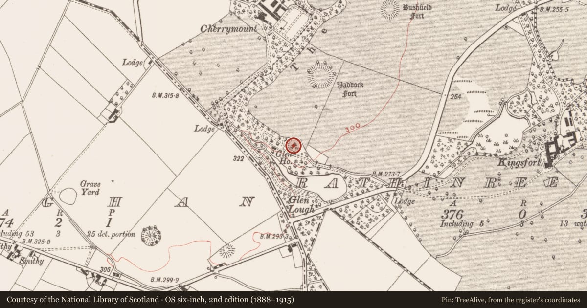Ordnance Survey six-inch map, 2nd edition (1888–1915) covering the location of Ringfort - rath, Rathinree Upper, County Meath, with a pin at the register's coordinates