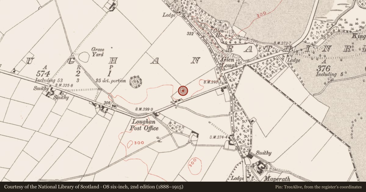 Ordnance Survey six-inch map, 2nd edition (1888–1915) covering the location of Ringfort - rath, Loughan, County Meath, with a pin at the register's coordinates