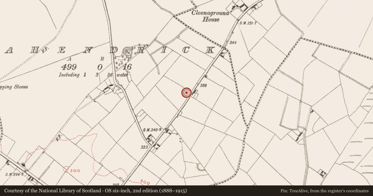 Ordnance Survey six-inch map, 2nd edition (1888–1915) covering the location of Ringfort - rath, Rahendrick, County Meath, with a pin at the register's coordinates
