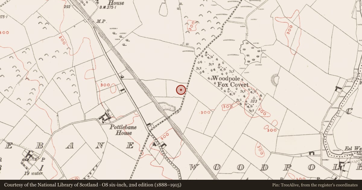Ordnance Survey six-inch map, 2nd edition (1888–1915) covering the location of Kiln - corn-drying, Pottlebane, County Meath, with a pin at the register's coordinates