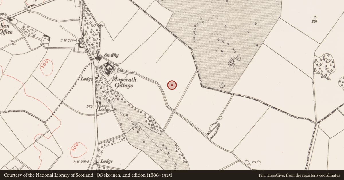 Ordnance Survey six-inch map, 2nd edition (1888–1915) covering the location of Enclosure - large enclosure, Maperath (Kells Upr. by, County Meath, with a pin at the register's coordinates