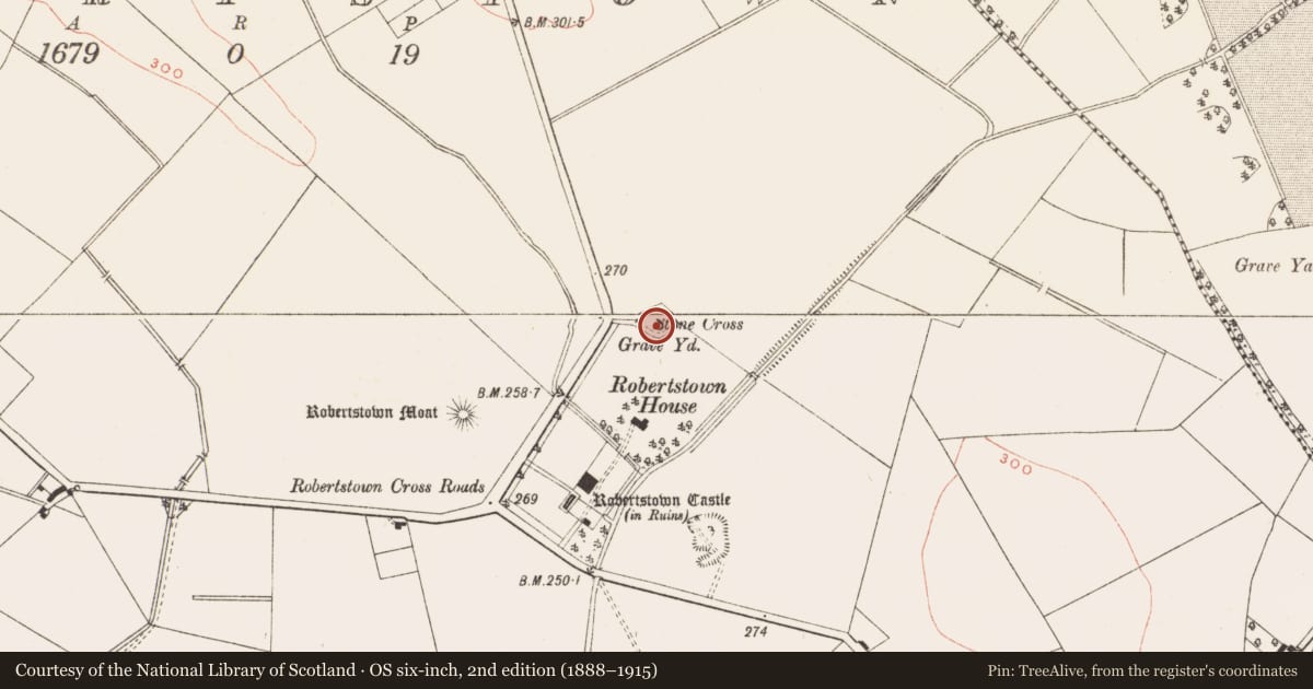 Ordnance Survey six-inch map, 2nd edition (1888–1915) covering the location of Architectural fragment, Robertstown, County Meath, with a pin at the register's coordinates