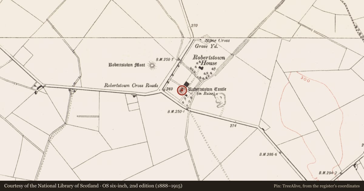 Ordnance Survey six-inch map, 2nd edition (1888–1915) covering the location of Bawn, Robertstown, County Meath, with a pin at the register's coordinates