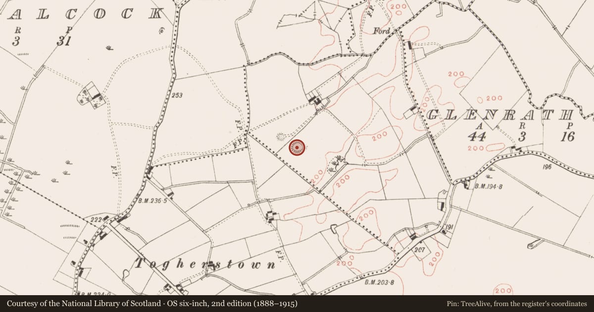 Ordnance Survey six-inch map, 2nd edition (1888–1915) covering the location of Earthwork, Gravelstown, County Meath, with a pin at the register's coordinates