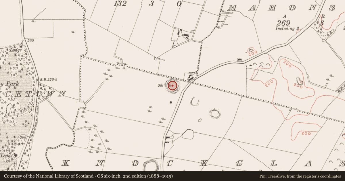 Ordnance Survey six-inch map, 2nd edition (1888–1915) covering the location of Ringfort - rath, Knockglass, County Meath, with a pin at the register's coordinates