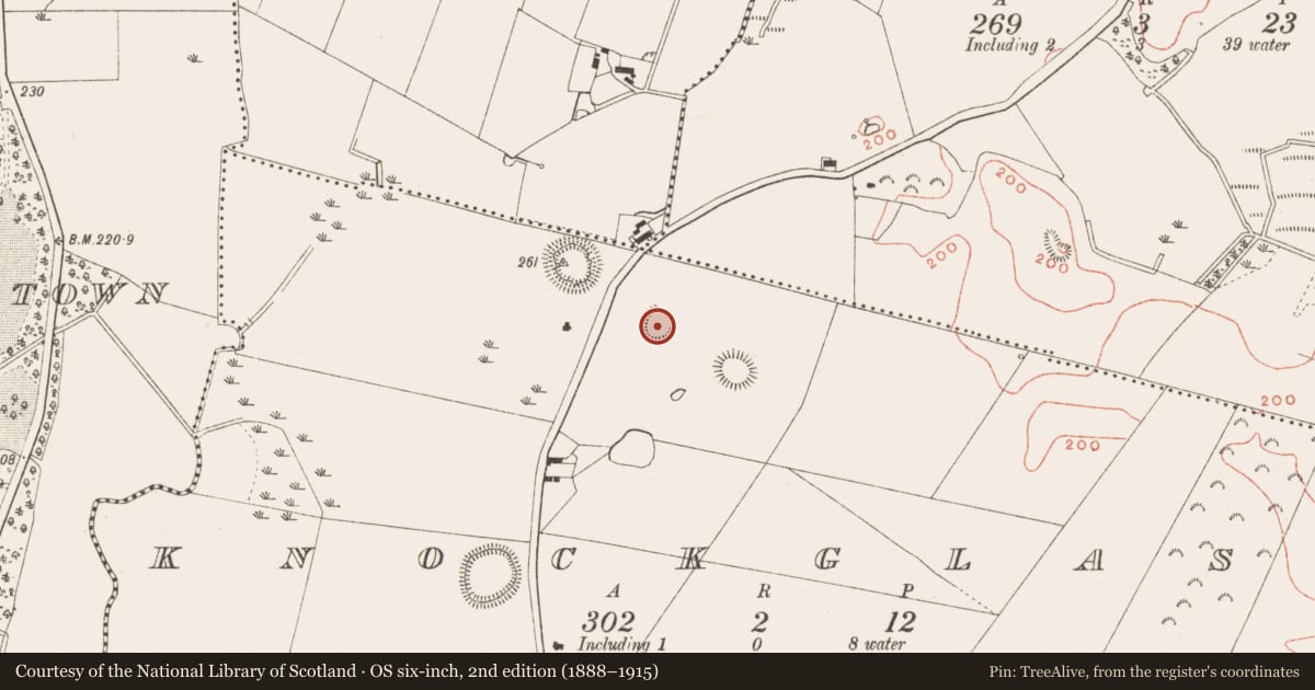Ordnance Survey six-inch map, 2nd edition (1888–1915) covering the location of Ringfort - rath, Knockglass, County Meath, with a pin at the register's coordinates