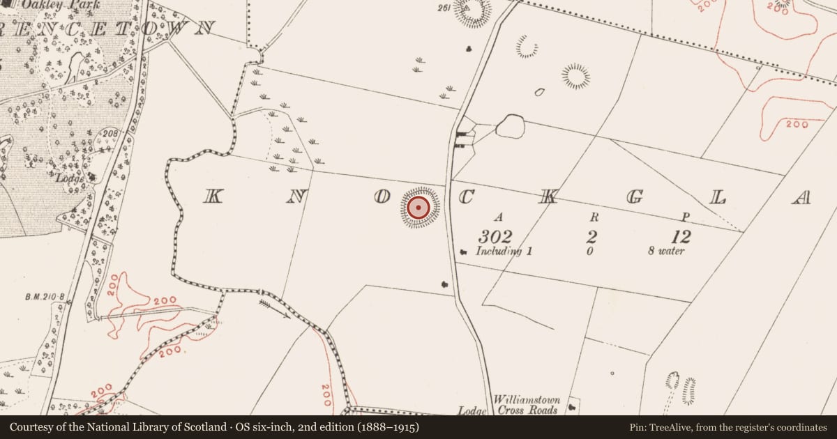 Ordnance Survey six-inch map, 2nd edition (1888–1915) covering the location of Ringfort - rath, Knockglass, County Meath, with a pin at the register's coordinates