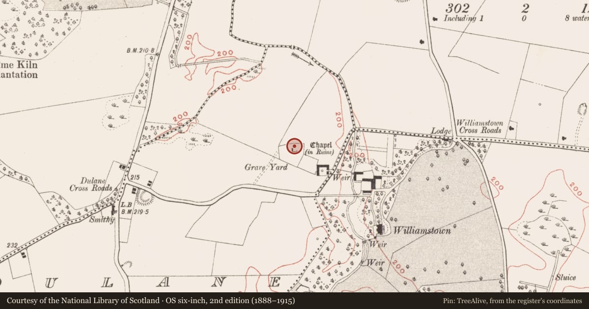 Ordnance Survey six-inch map, 2nd edition (1888–1915) covering the location of Cross - High cross, Dulane, County Meath, with a pin at the register's coordinates