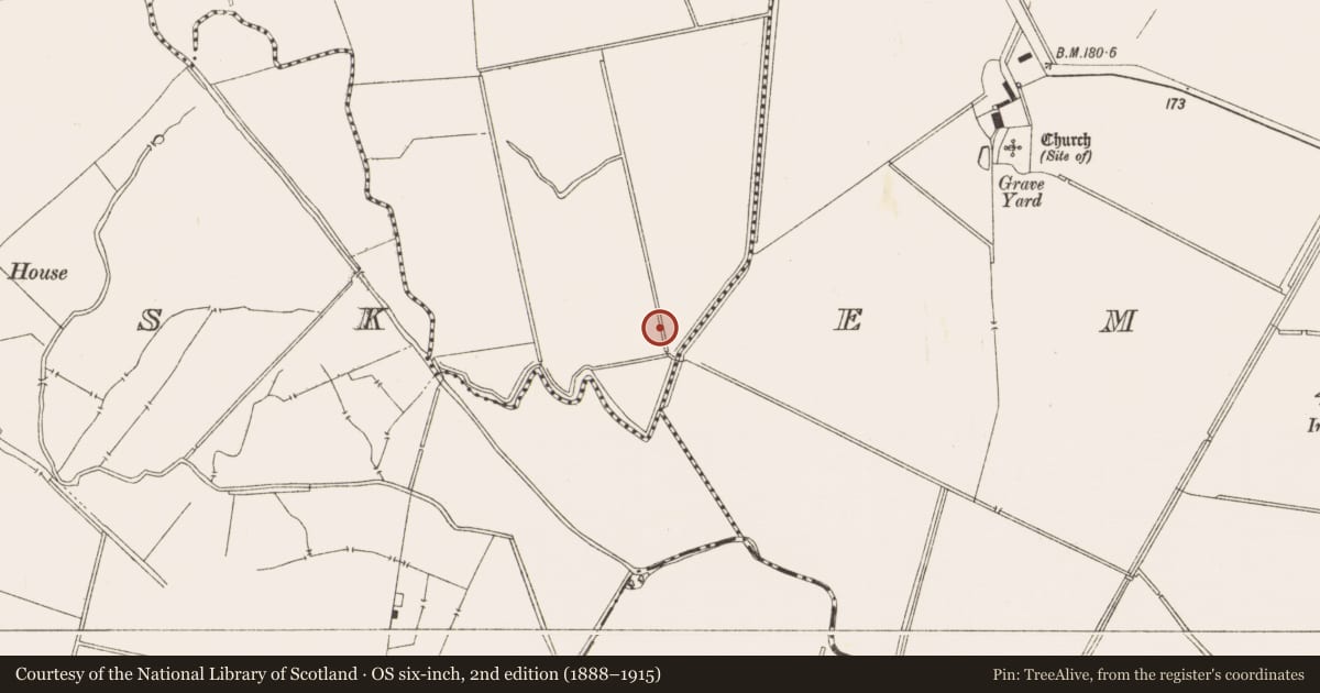 Ordnance Survey six-inch map, 2nd edition (1888–1915) covering the location of Fulacht fia, Gravelstown, County Meath, with a pin at the register's coordinates