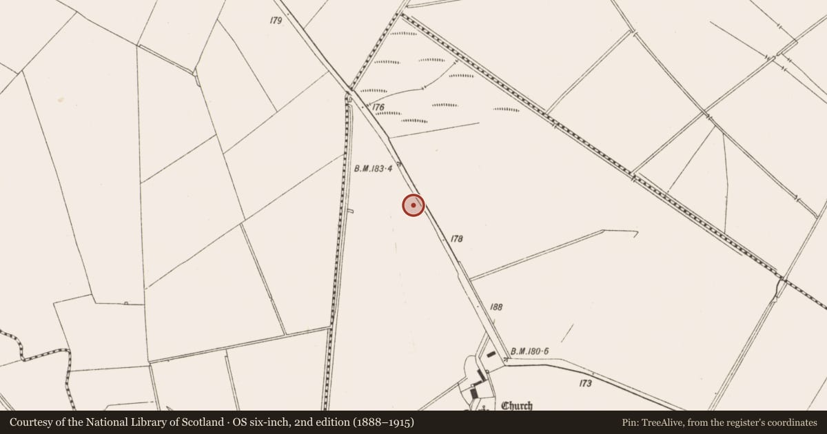 Ordnance Survey six-inch map, 2nd edition (1888–1915) covering the location of Causeway, Emlagh, County Meath, with a pin at the register's coordinates