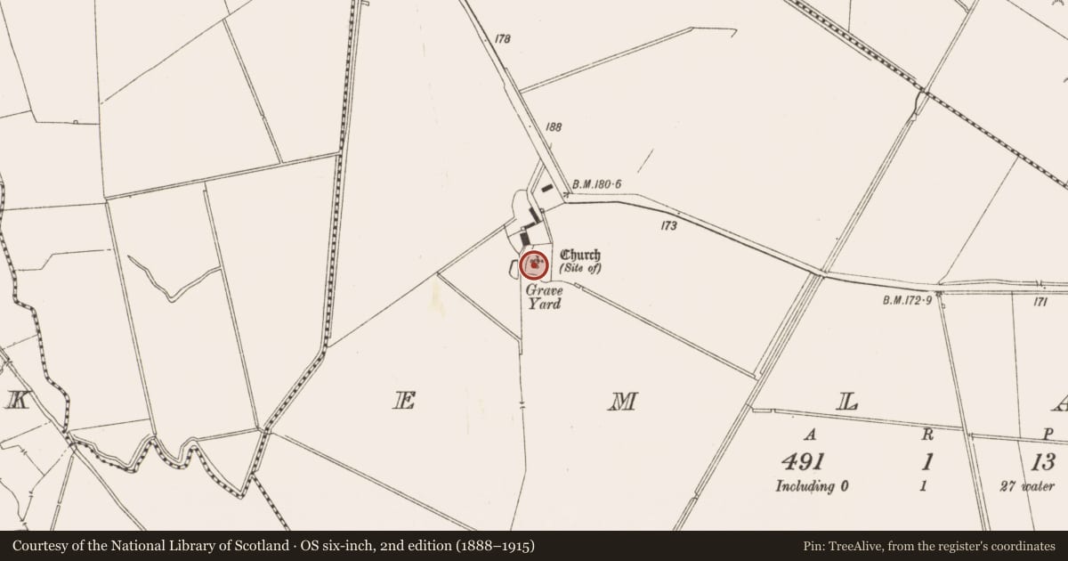 Ordnance Survey six-inch map, 2nd edition (1888–1915) covering the location of Cross, Emlagh, County Meath, with a pin at the register's coordinates